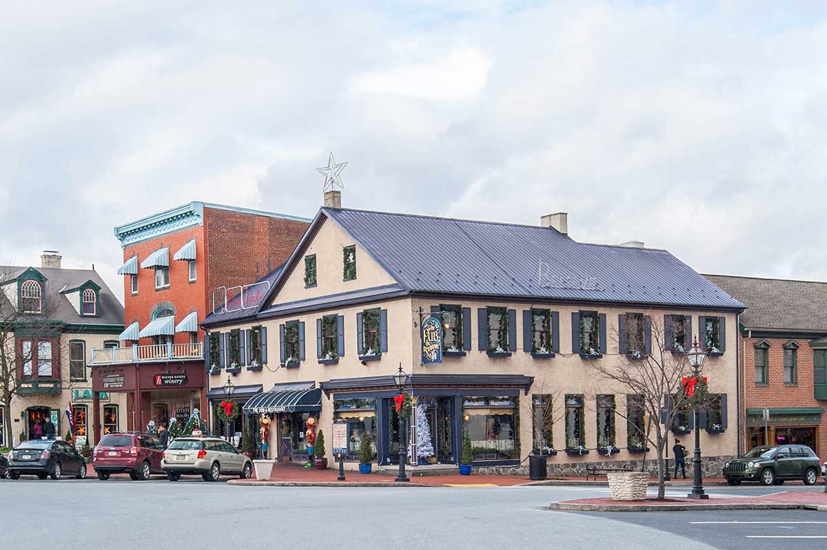 Historic downtown in Gettysburg, PA